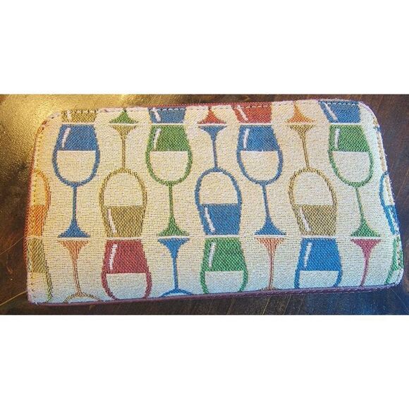 Wine Glass Themed Wallet Womens Gift Wallet Wine Club Zip Around Chris's Stuff - Picture 5 of 6